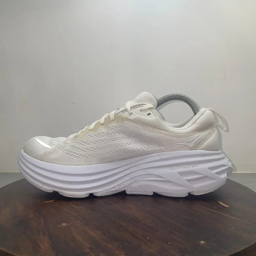 Hoka One One Bondi 8 Womens Size 8.5 White Athletic Running Shoes Sneakers